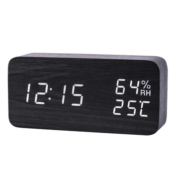

Practical Boutique Modern Led Alarm Clock Temperature Humidity Electronic Desktop Digital Table Clocks,Black + white subtitles