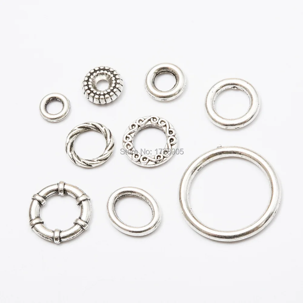Zinc Alloy Round Circle Charms Antique Silver Pendants Jewelry Findings Fit Handmade Making Crafts Oval Ring 10pcs | Украшения и