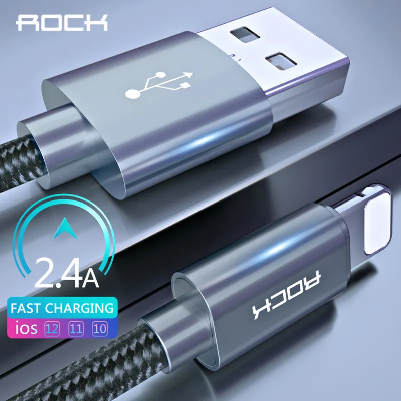 Кабель Rock Usb для Iphone Xs X 8 7 6 6s Plus 5 5S Se кабель быстрой зарядки синхронизации