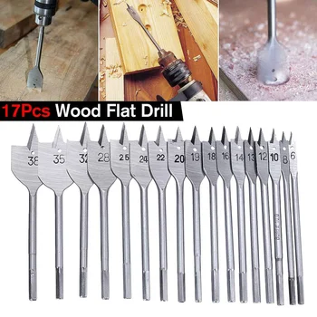 

17Pcs 6/8/10/12/13/14/16/18/19/20/22/24/25/28/32/35/38mm Flat Drill Bit High Carbon Steel Cutter Carpenter Tool Woodworking Tool