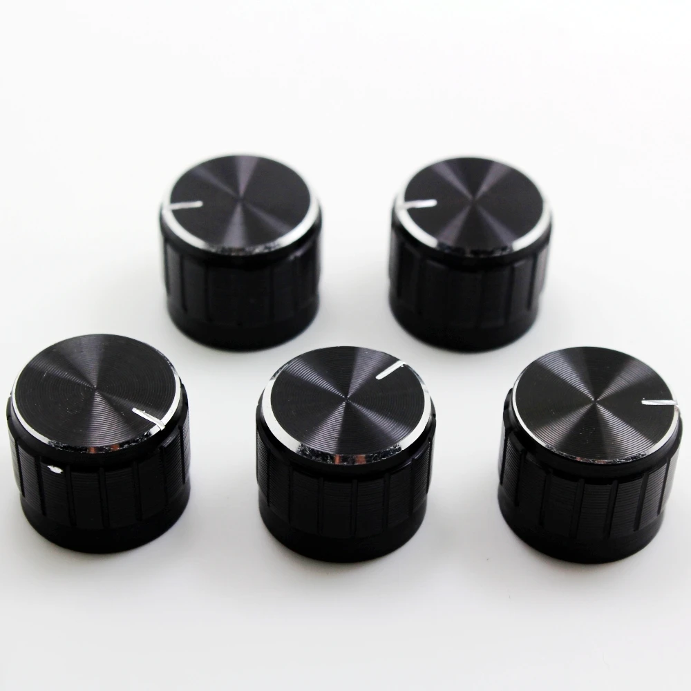 5PCS Aluminum Alloy Potentiometer Knob Anti Slip Single and Double Potentiometer Special 21*17 Black