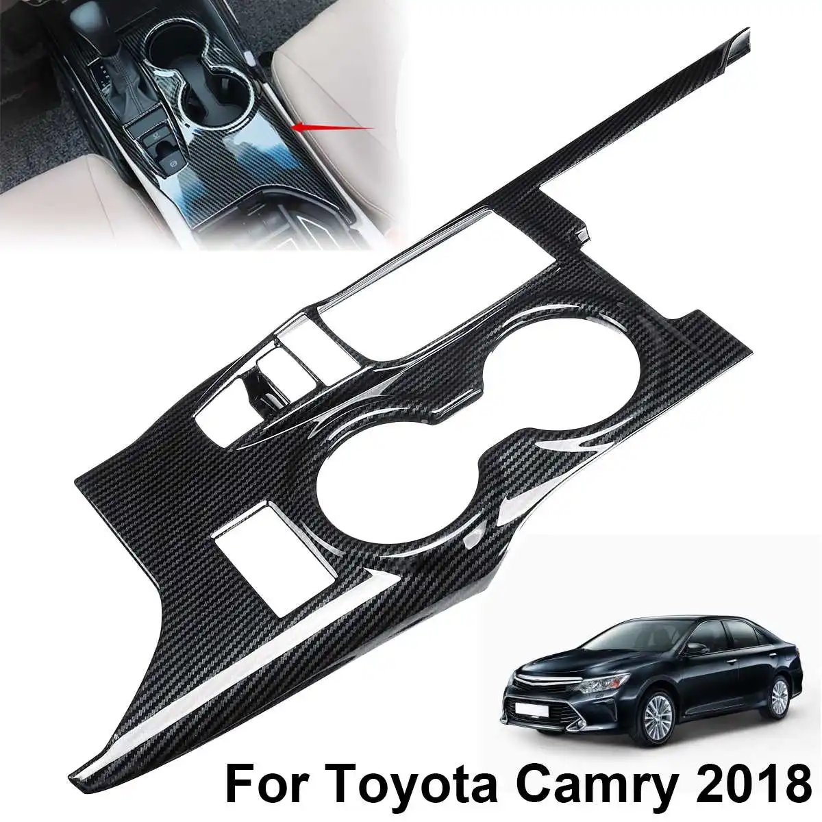 Audew de fibra de carbono del Interior del coche de caja de cambio Panel recorte cubierta para Toyota Camry 2018 Auto Interior molduras accesorios de partes de Audew de fibra de carbono del Interior del coche de caja de cambio Panel recorte cubierta para Toyota Camry 2018 Auto Interior molduras accesorios de partes de
