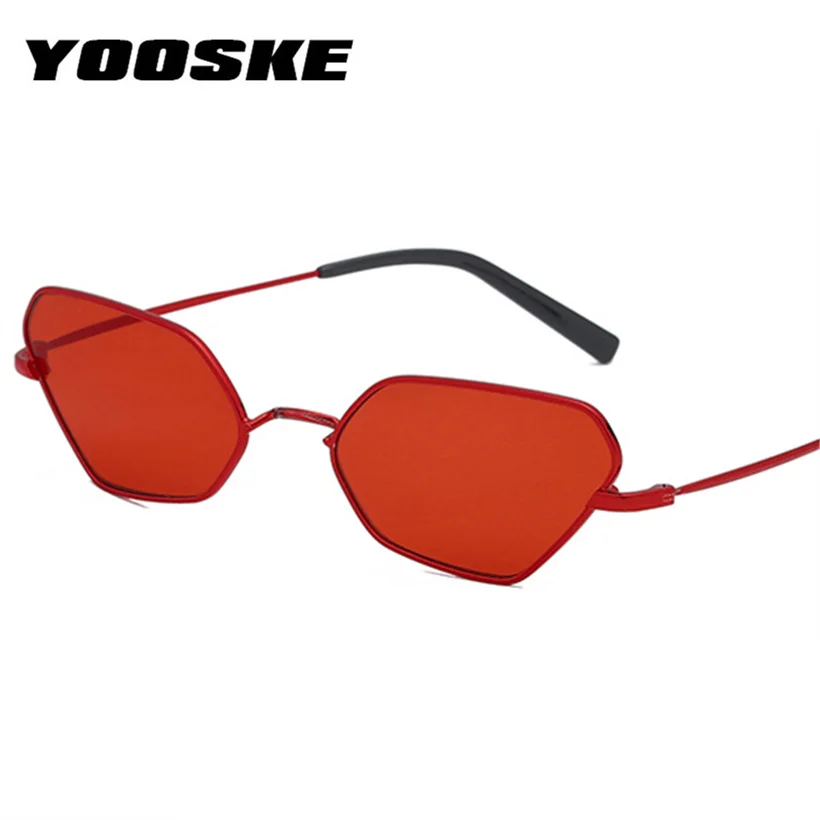 Yooske Cat Eye Sunglasses Women Red Sun Glasses Metal Vintage Fashion