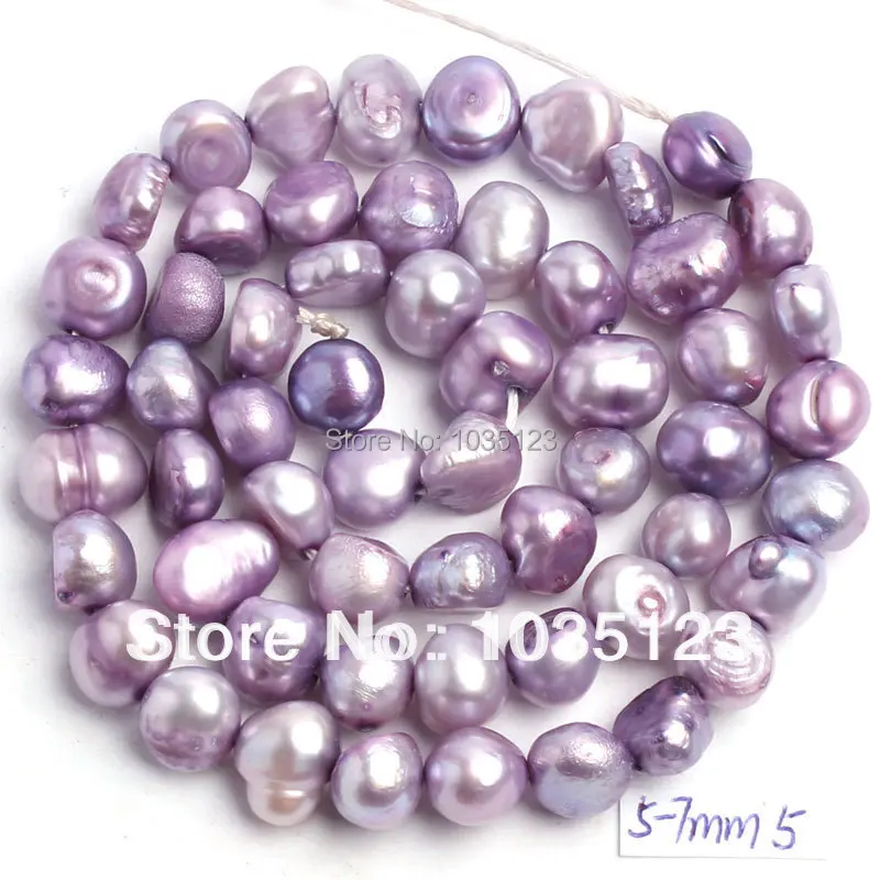 

Free Shipping 5-7mm Pretty Light Purple Natural Freshwater Pearl Freeform Shape Loose Beads Strand 14" W169