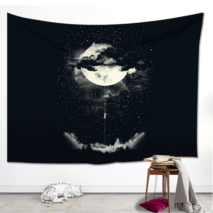 

Fantasy Dream Night Moon Climb High Quality Tapestry Cartoon Bed Decoration Cloth Blanket Throw