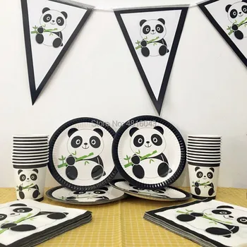 

61pcs/set Cartoon Birthday Disposable Tableware Set Birthday Panda Party Decoration Kids Set Party Supplies Shower For Family