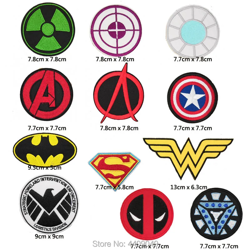

Super Heroes Logo embroidered iron on patch, Movie Cartoon Comics children kids jean jacket clothing DIY accessories