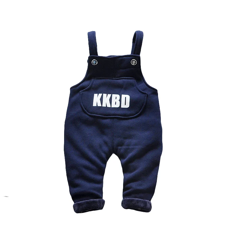 

2018 Winter Warm Baby Overalls Kids 1-4Y Brand Cotton-padded Letters Printed Children Thick Flannel Boys Pants Baby Boy Overall