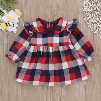 

Pudcoco Girl Dress 0-24M US Newborn Baby Girl Dress Long Sleeve Plaid Princess Party Dress Casual Clothes