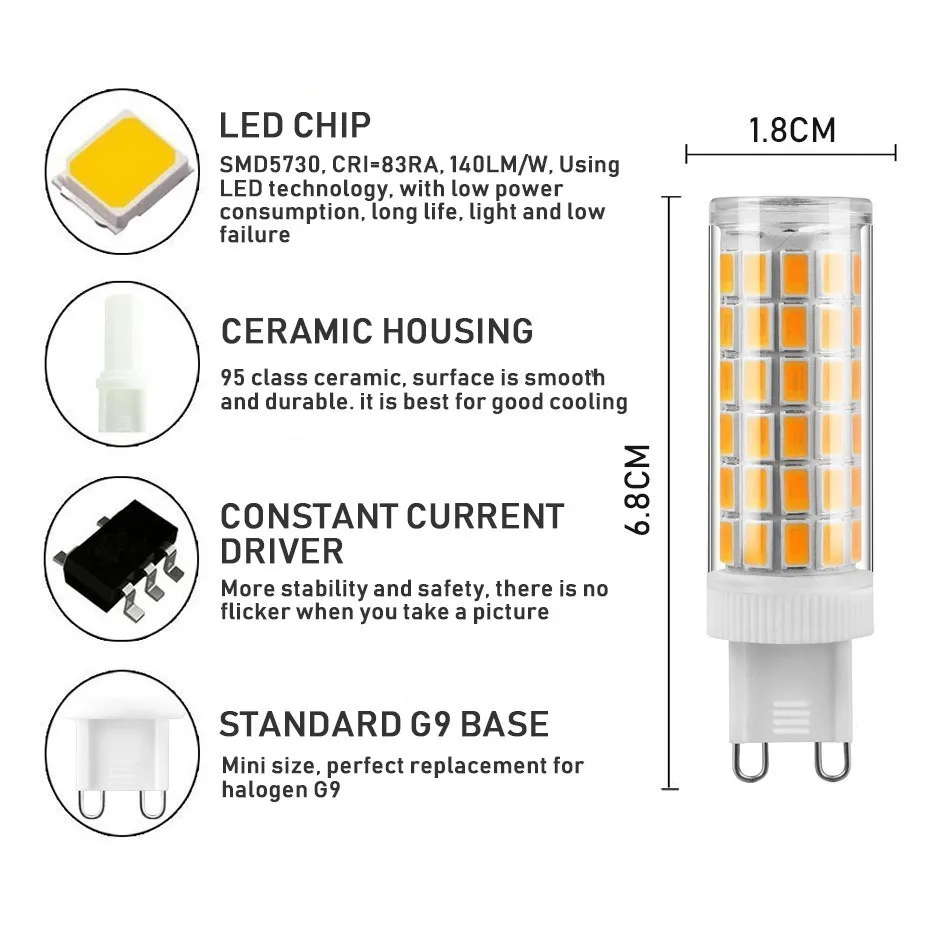 Светодиодный светильник G9 7 5 Вт не мерцает светодиодный 110 В 220 SMD5730|Светодиодные
