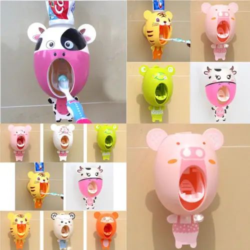 

Auto Automatic Toothpaste Dispenser Toothbrush Holder Set Wall Mount Stand New