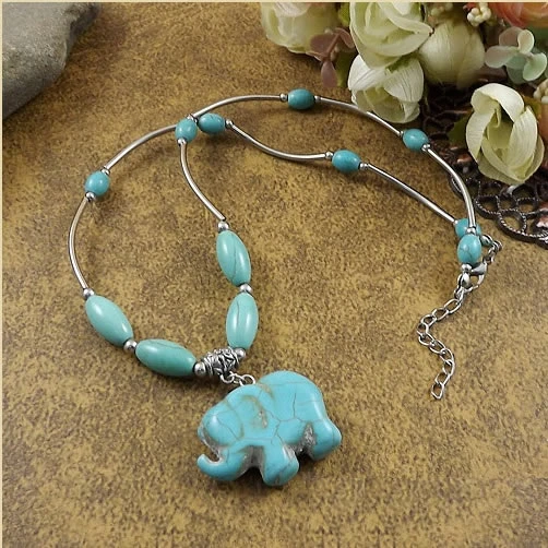 Ожерелье Elephanta Turquoise-из цветного камня из коллекции Trunk Show | Украшения и аксессуары