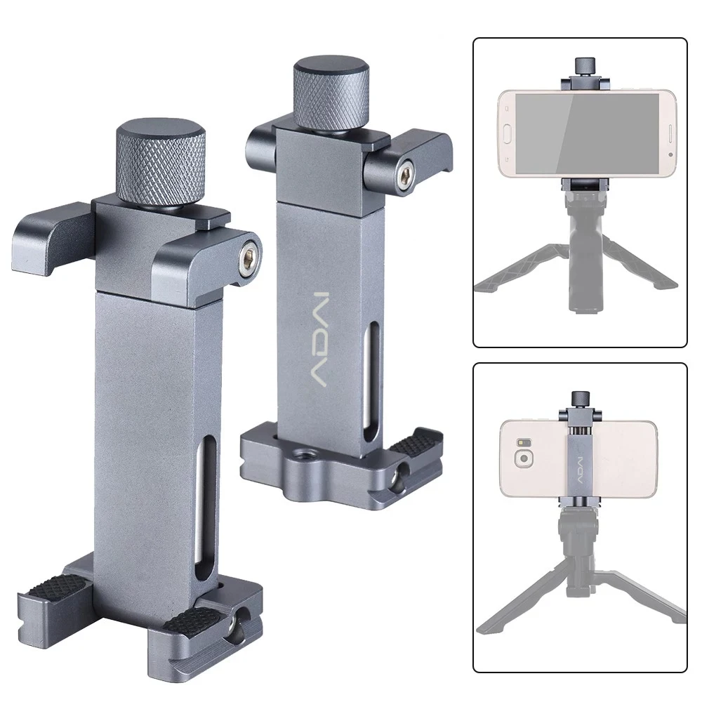 Metal Phone Tripod Mount With Cold Shoe Universal Clip Holder For