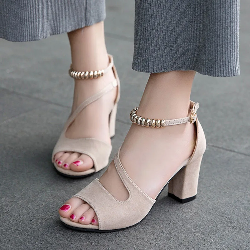 

STAN SHARK Gladiator Sandals Women Shoes High Heels Pumps Metal Ankle Strap Sandal Open toe sandalias Woman summer shoes