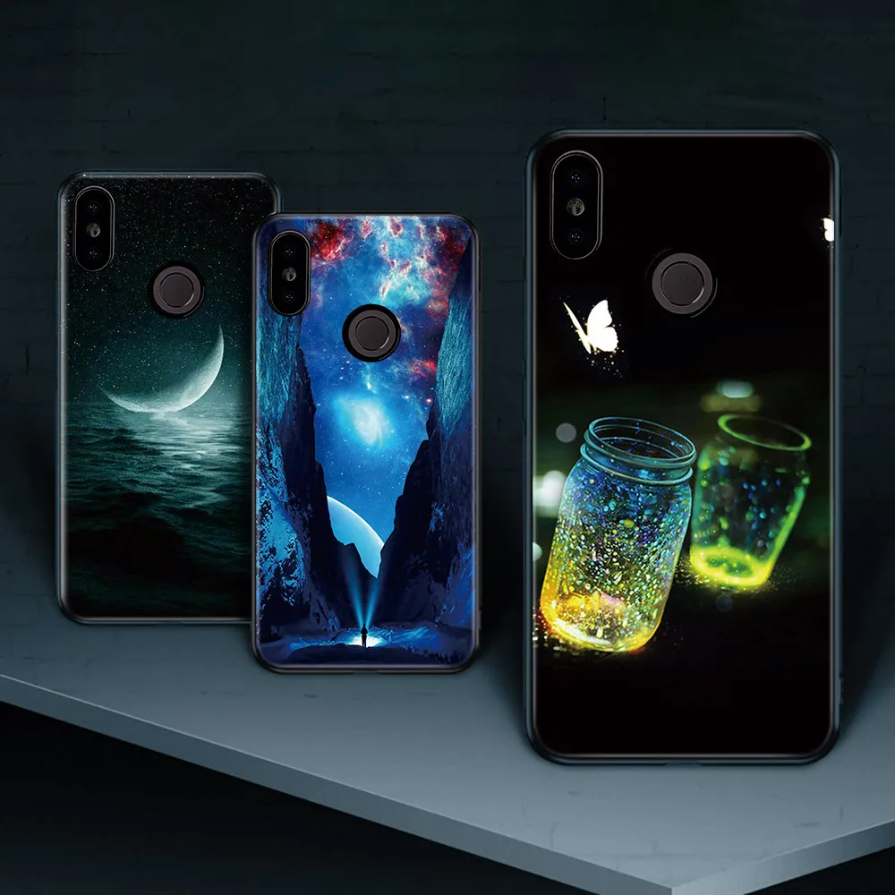 Luminous Glass Phone Case For Xiaomi Redmi Note 5 6 Pro 4X 6A Luxury Back Cover Case For Xiaomi Redmi 5 Plus Mi A1 A2 Lite Luminous Glass Phone Case For Xiaomi Redmi Note 5 6 Pro 4X 6A Luxury Back Cover Case For Xiaomi Redmi 5 Plus Mi A1 A2 Lite