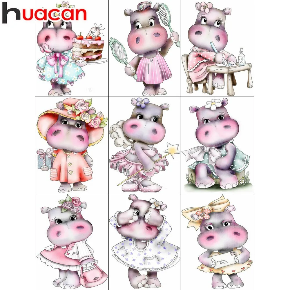 

HUACAN Diamond Mosaic Cow Cartoon Gift Rhinestone Full Square Diamond Embroidery Cartoon Animal Painting Home Decor