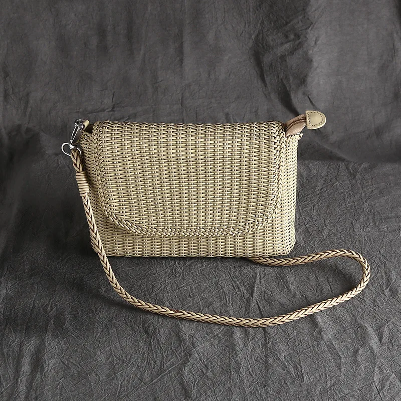 

Genuine Leather Manual Weave Messenger Bag for Woman Renovate Single Shoulder Bag Trend Diagonal Knitting Female Crossody Bags