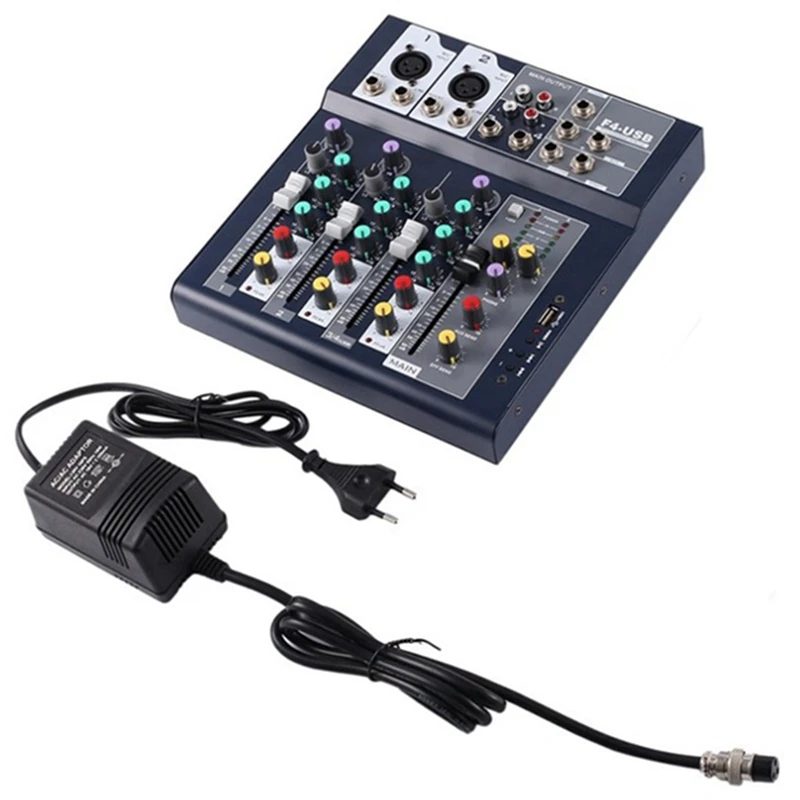 F-4 4 Channel Professional Live Mixing Studio Audio Sound Console Network Anchor Portable Mixing Device Vocal Effect Processor F-4 4 Channel Professional Live Mixing Studio Audio Sound Console Network Anchor Portable Mixing Device Vocal Effect Processor
