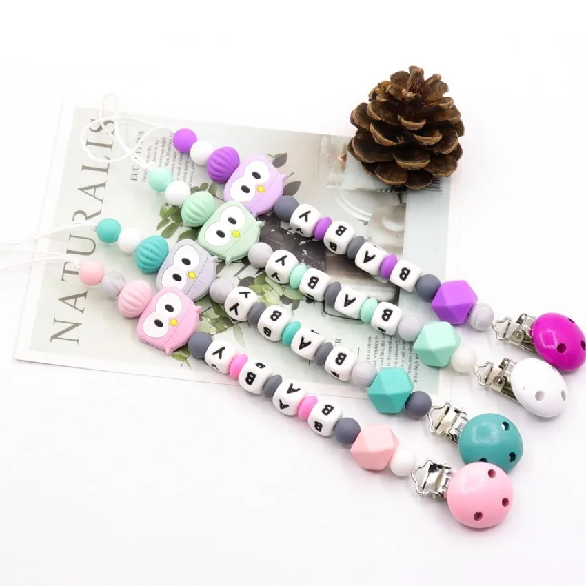 

Personalized Name Silicone Baby Pacifier Clips Chain Food Grade Silicone Flamingo Dog Teether Baby Teething Toy Chewabl Infant