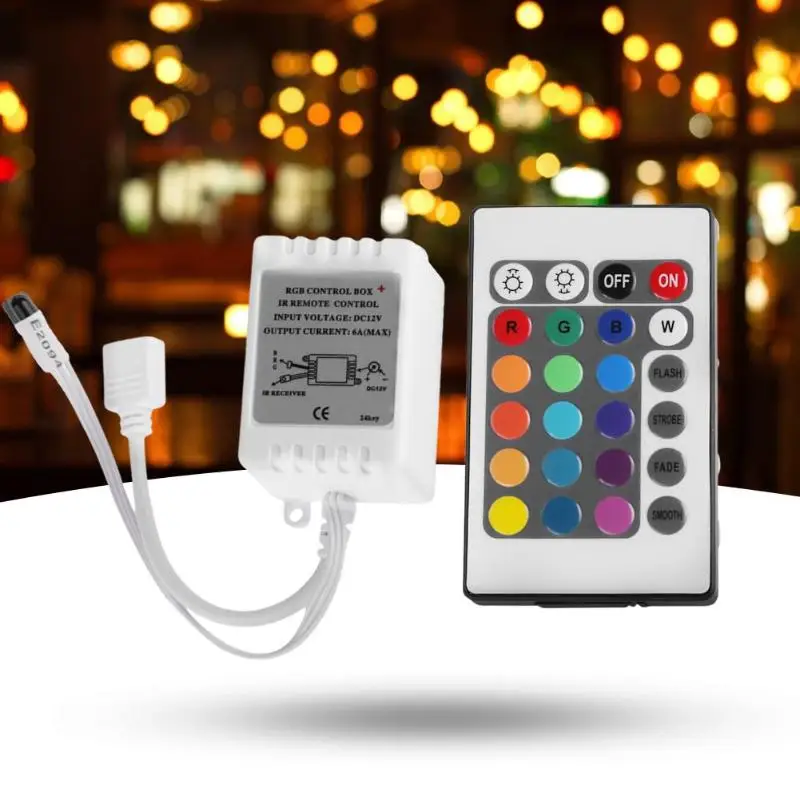 

24 Keys Infrared Ray Remote Controller Wireless Light Strip Security Drive 5050 RGB LED Colorful Light Strip Light Control Box