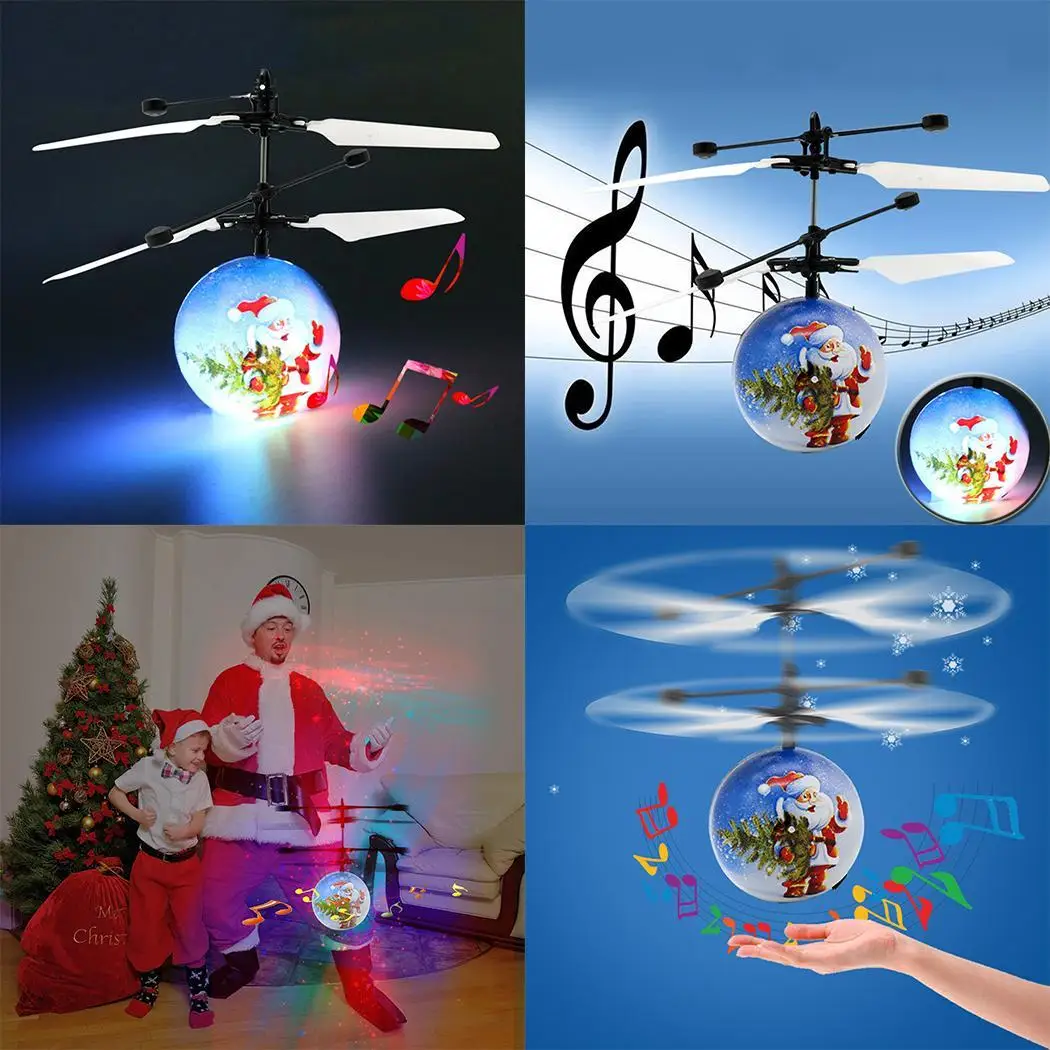Children Toy Infrared Sensor Remote Control Flying Toy With Music Light USB Cable30 minutes 6 8 LED Blue