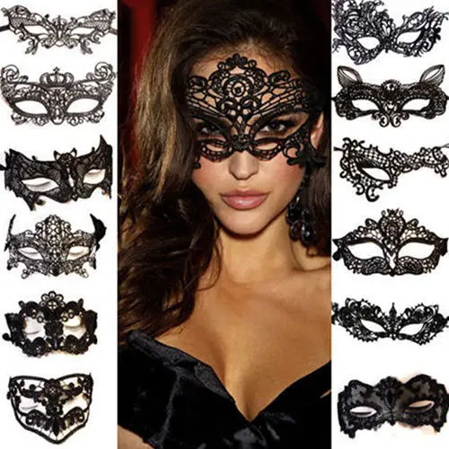 

Fashion 2019 Black Stunning Venetian Masquerade Eye Mask Hallow out Party Lace Fancy 14 Kinds