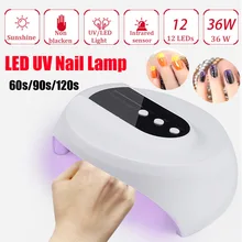 36 W ногтей Сушилка для ногтей Светодиодный УФ-лампы светодиодный льдинка светильник УФ-фототерапия машина для всех гель лак для ногтей сушки Curings