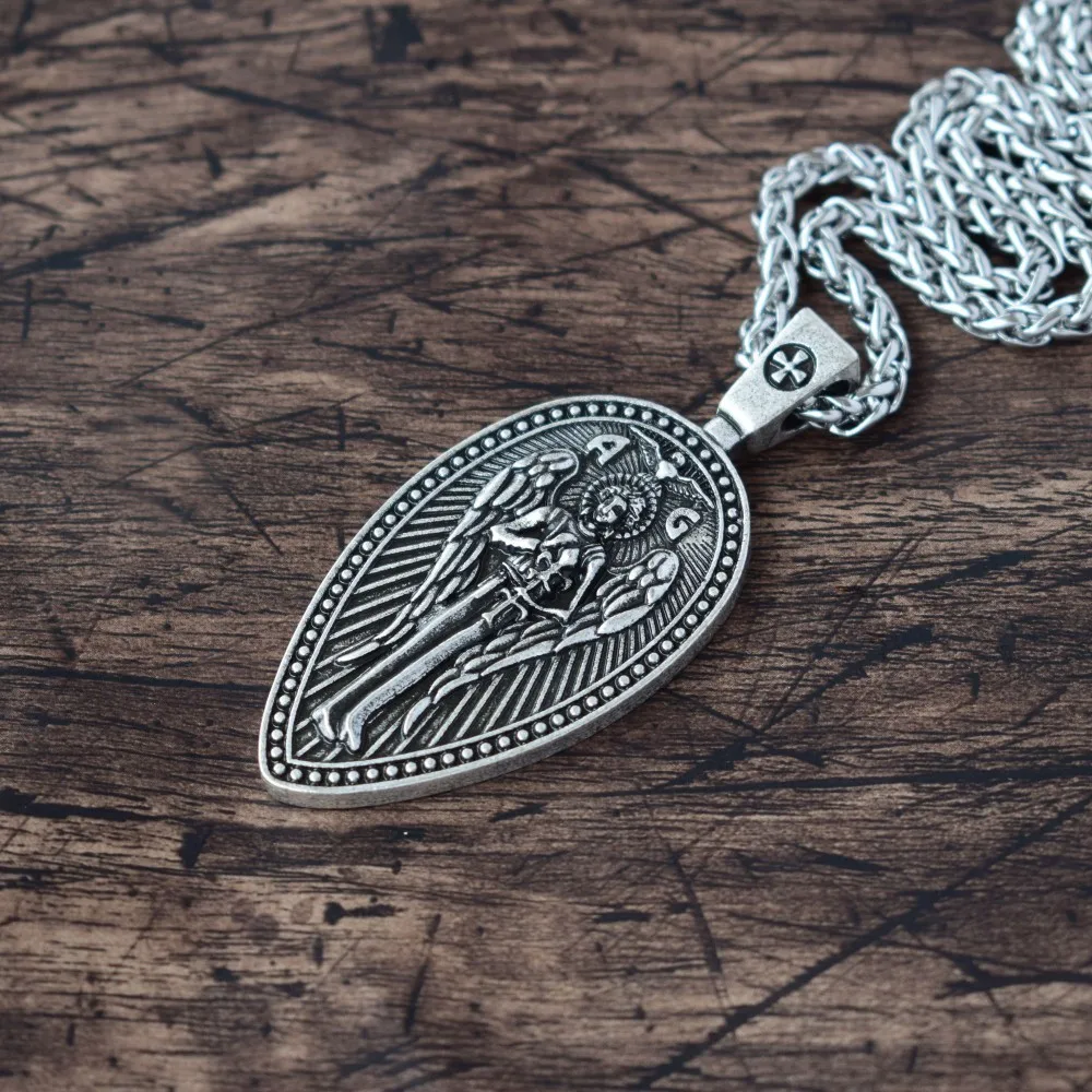 925 Sterling Silver Saint Gabriel Archangel Medal Pendant With CZ - 1.19" Oval Religious Necklace