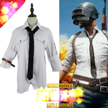 

Hot Game 98K Rifle Playerunknown Battle Fields Cosplay Costumes White shirt and belt and black tie Third-class combat clothing