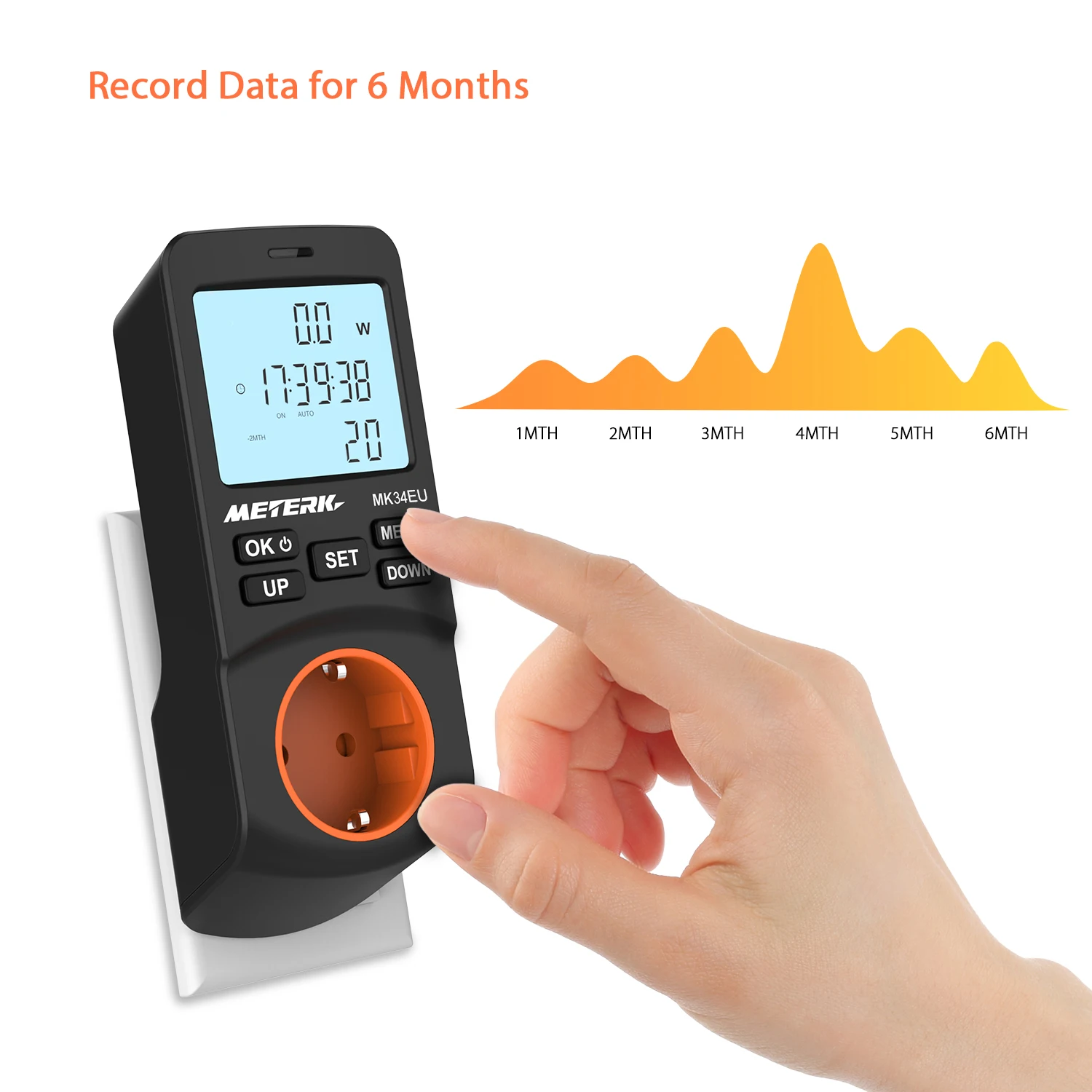 EU Plug in LCD Power Watt Meter Digital Timer Socket Electricity Energy