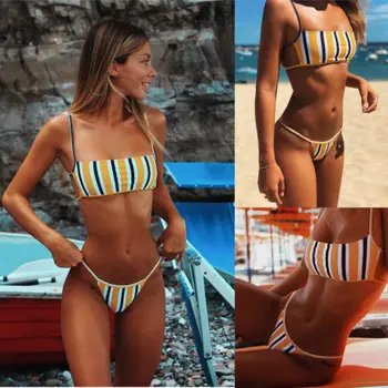 

Fashion Women Summer Beach Bikini Sets Padded Bra Tops Thong Bottoms Swimwear Swimsuit Set