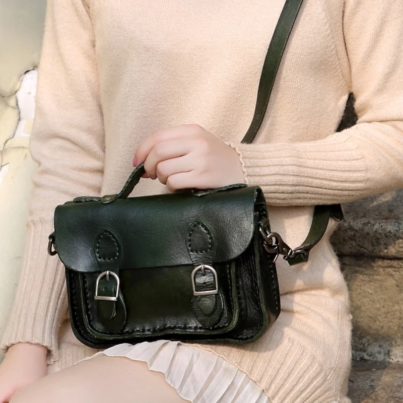 Sac Femme De Épaule Postier Femmes Pour Sacs Médecin Célèbre Green blackish À Marque Vintage Bandoulière Brown Cuir En Petit Main red light Black qAw5Fq