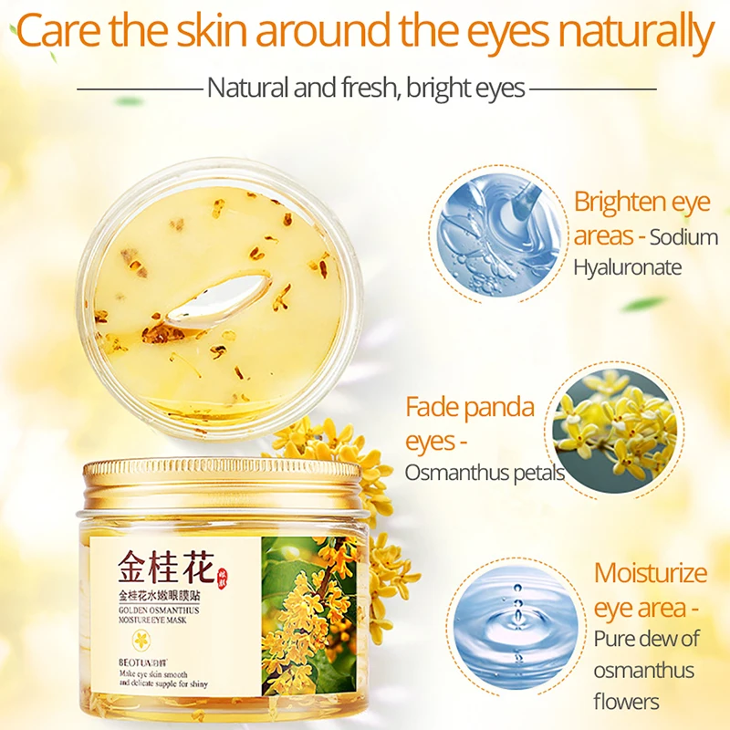 BEOTUA Gold Osmanthus Collagen Eye Mask Remover Dark Circles Eye BagS Anti Wrinkle Whitening Whey Protein Sleep Patches Eye Gel