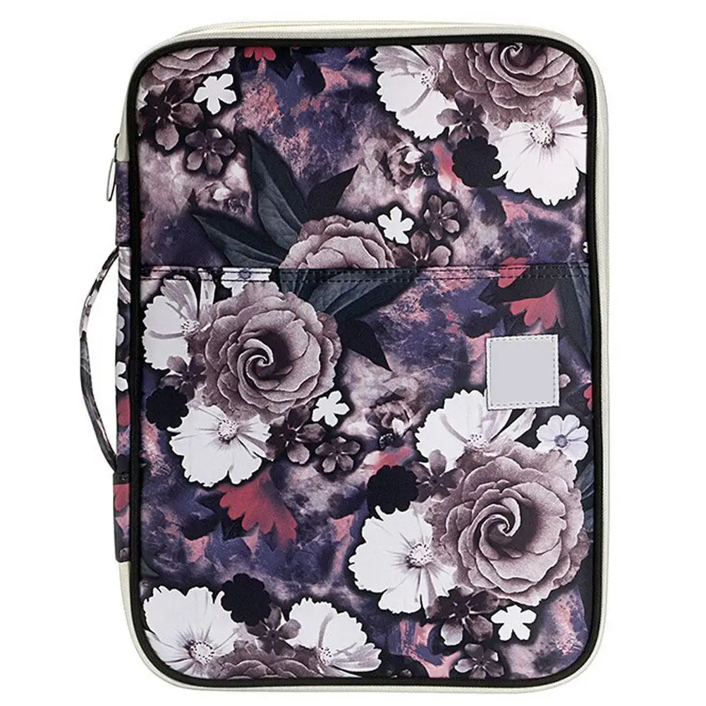 

Multifunctional Computer File Bag Multiple Flower Pattern Large Capacity Briefcase Wide Application High Quality Material