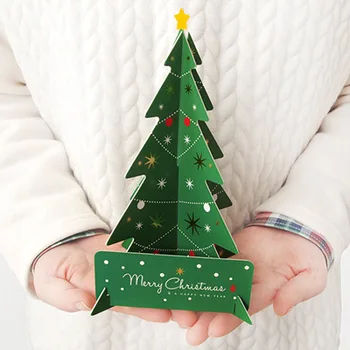 

1pcs Korean version of the Christmas tree stereo greeting card Blessing card Business thanks message card / 2 pieces