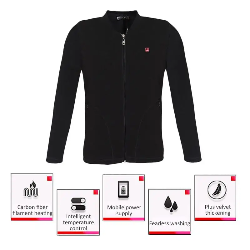 Открытый черный нагревательный походный костюм Мужская куртка юбка термобелье углеродное волокно электрическое отопление USB туристический аксессуар