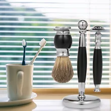 Мужской роскошный бритвенный набор для ухода за шерстью, Высококачественная Безопасная бритва, щетка для бритья с подставкой, набор для чистки лица, лучшие подарки для мужчин