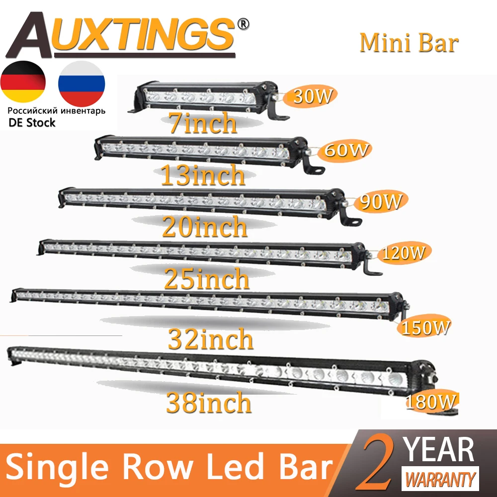 Auxtings тонкий светодиодный светильник бар однорядные 7 &quot13&quot 20 &quot25&quot 32 &quot38''