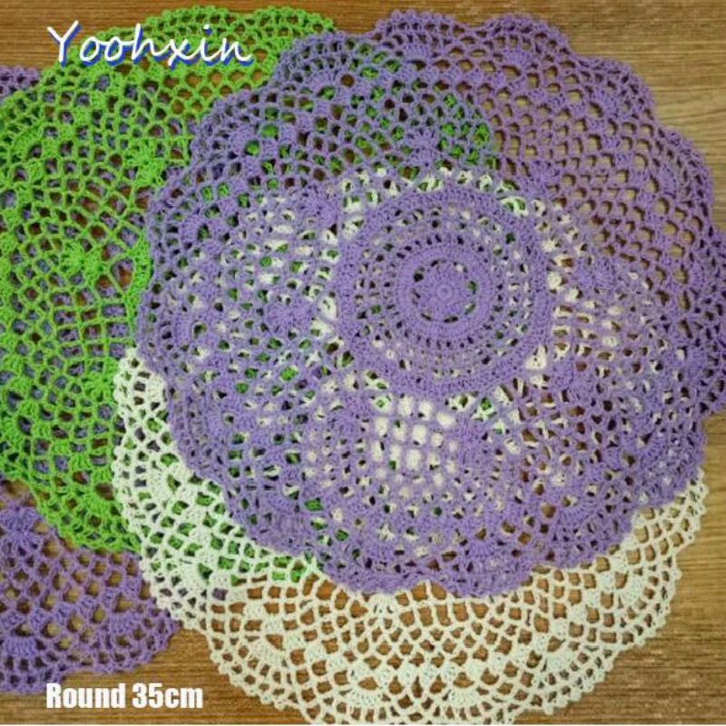

HOT Lace Cotton Placemat Cup Tea Coffee Coaster Mug Dining Kitchen Table Place Mat Cloth Round Crochet Flower Doilies Drink Pad