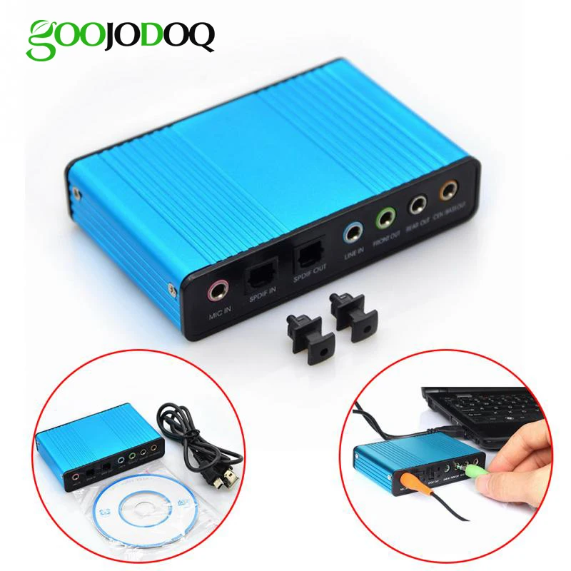 Online Tarjeta de sonido Canal Externo 5,1 7,1 Audio óptico tarjeta de sonido USB 5 canales USB 2,0 tarjetas de sonido externas para ordenador portátil altavoz