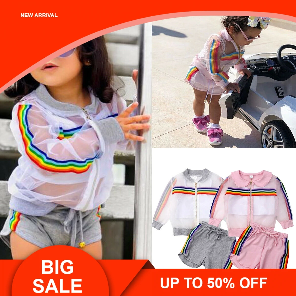 

Toddler Girl Clothes Set Summer See Through Coat Crop Top Shorts Baby Girls Long Sleeve Coat+Vest+Short Pants Outfits