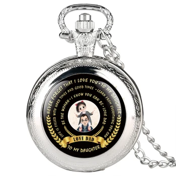 

Vintage Pocket Watch for Daughter Love Dad Series Pocket Watches with Blessing for Children Creative Quartz Watch Gift for Kids