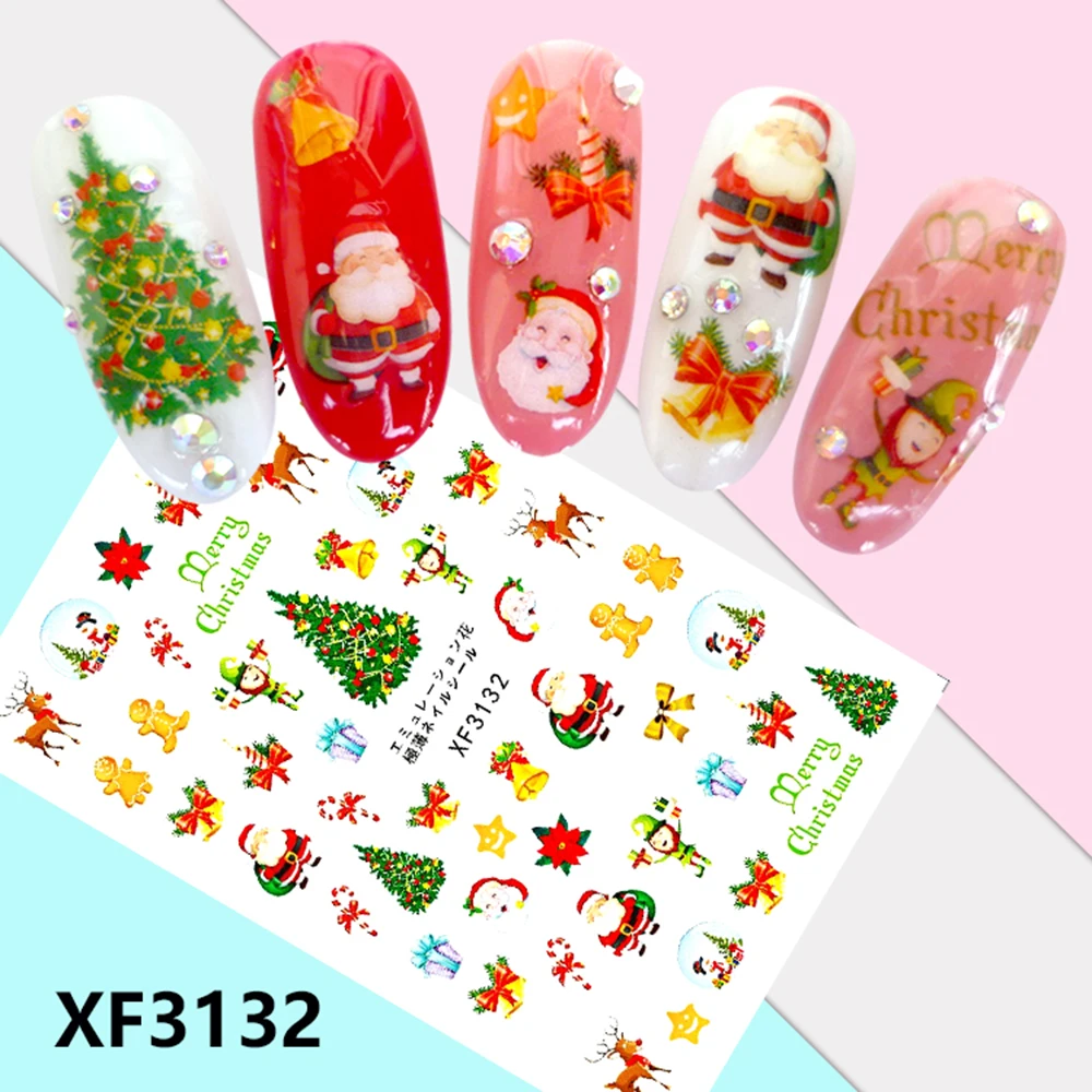 

Christmas Nail Sticker Decoration Art Santa Claus Snowflake Tree Elk Snowman Manicure Accessories Lacquer Polish Foil