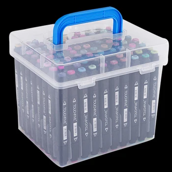 

Transparent 60-Slots Portable Waterproof Moistureproof Markers Pens Storage Box Case For Mark Pens Home Office Desk Organizer