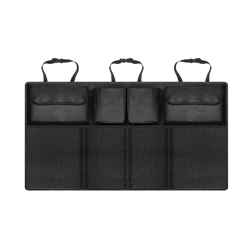 

Car Trunk Storage Box Large Capacity Foldable Rear Seat Mesh Storage Bag Adjustable Shoulder Strap, Velcro Seal