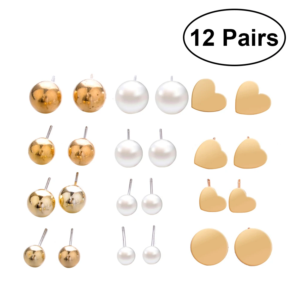 Juego De 8 Pares De Pendientes Con Circonita - Acero Inoxidable, 3-8 Mm, Color Plata/negro, Unisex