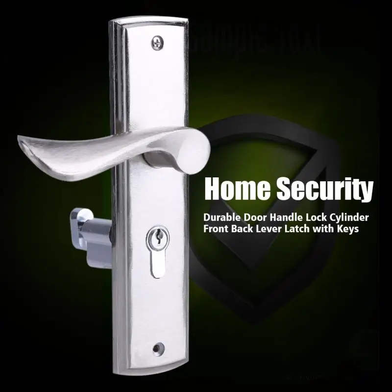 Durable Door Handle Lock Cylinder Front Back Lever Latch Home Security w/ Keys Modern Style