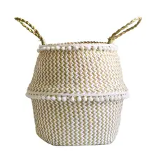 Натуральные водоросли тканые ручные корзины для хранения игрушек ажурные цветочные горшки в скандинавском стиле ручные складные цветочные горшки