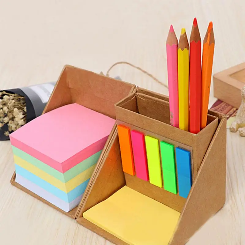 

2 In 1 Office Sticky Note And Pen Holder Combination Set Sticky Notes Multifunctional Stationery For Bookmark Memoran