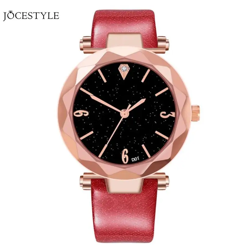 

High Quality Ladies Watches Fashion New Women Quartz Analog Wrist Watch Leather Band Starry Sky Crystal Dial Quartz Casual Watch